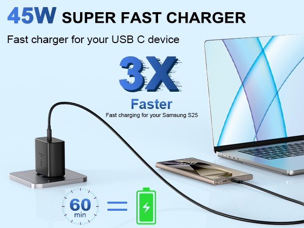 Cut down your charging time drastically with our 45W Super Fast Charger!