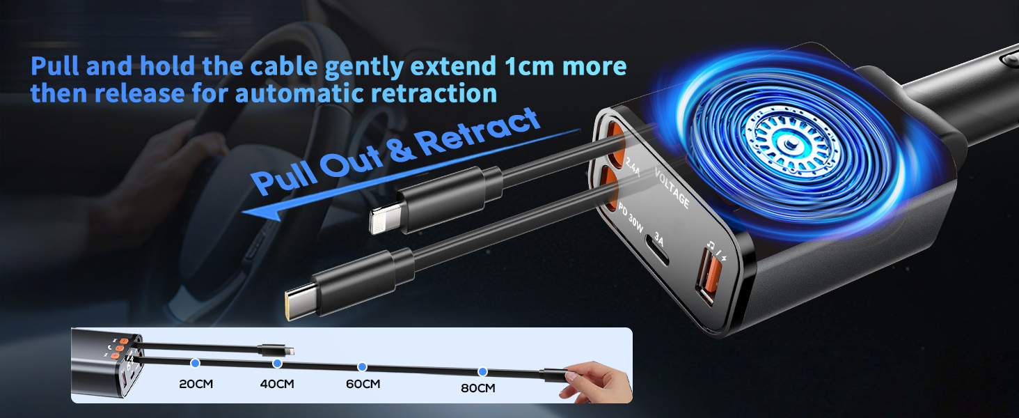 Retractable car charger