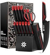 Knife Set - 15 PCS Kitchen Knife Set with Built-in Knife Sharpener Block - Stainless Steel Knife ...