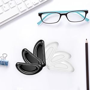The stick on silicone nose pads are self-adhesive of the plastic frame