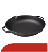A cast-iron pan with loop handles.