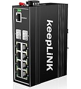keepLiNK 10-Port Industrial Gigabit PoE Switch, Managed with 8 PoE+@130W, 2 SFP Slots, DIN Rail N...