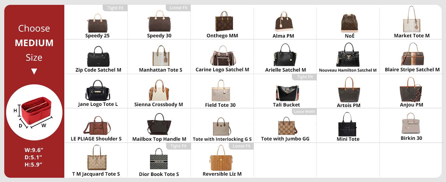 Medium purse insert