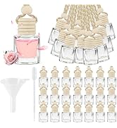 60 Pcs Car Diffuser Bottle Set with Wooden Caps,Dropper and Funnel, Empty Glass Car Air Freshener...