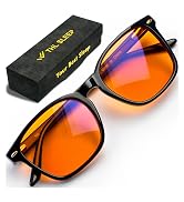 Orange Blue Light Blocking Glasses for Better Sleep - 99.5% Premium Acetate Amber Orange Computer...