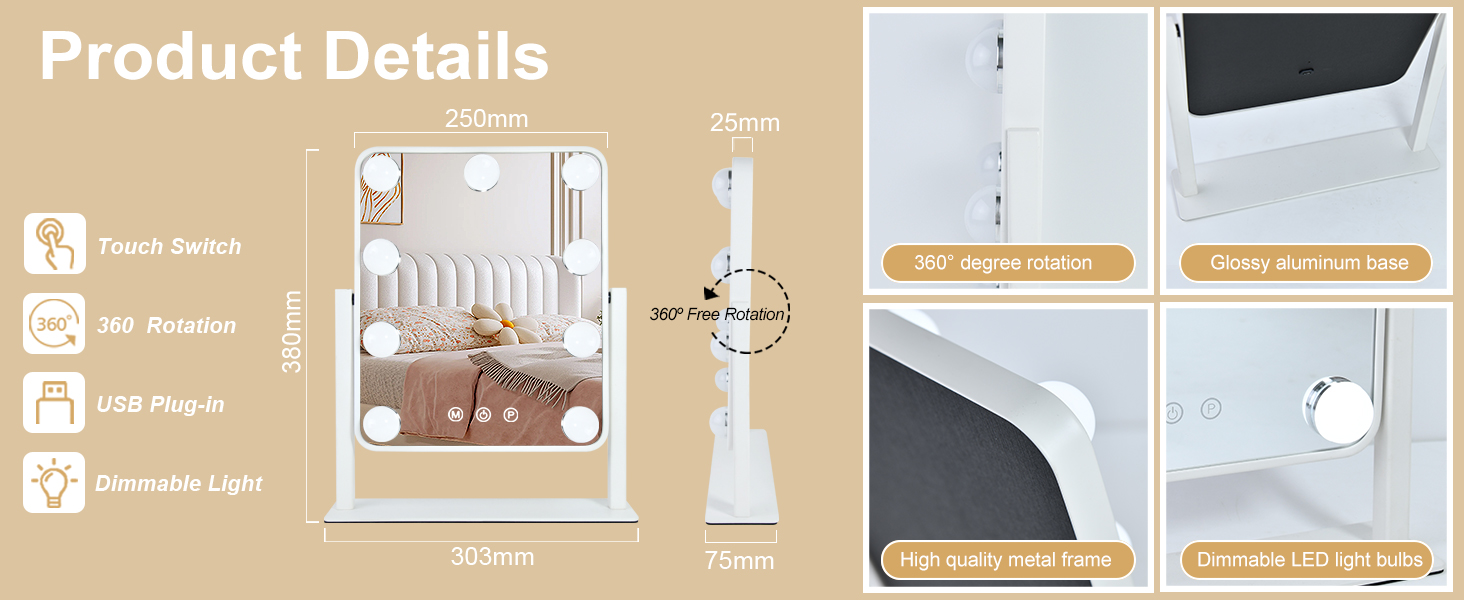 lighted makeup mirror