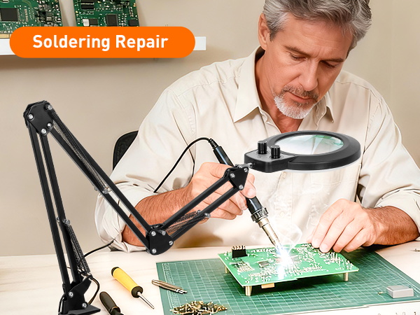 Soldering Repair magnifying lamp glass with light magnifying lamp magnifier light stand table top