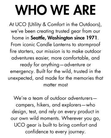 UCO Gear for campers and emergency preparedness 