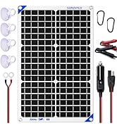 SUNAPEX Solar Battery Trickle Charger Maintainer 30W 12V Waterproof Solar Panel Trickle Charger f...