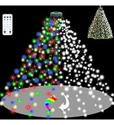 Kifiray Multicolor/Cold White Christmas Tree Lights with Ring, 400 LEDs 7.5ft x 16 Lines Xmas Str...