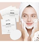 YUCO Face Wash Sheets Travel Pack 50 Sheets,Individual Sachet,for Facial Cleansing,Cloud Cotton S...
