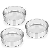 6 Inch Cake Pan Set of 3, E-Far Stainless Steel Round Smash Cake Baking Pans Tins, Non-Toxic &amp; He...
