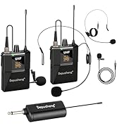 Depusheng UHF Wireless Microphone Headset System -Wireless Headset Mic System, with Lavalier Lape...
