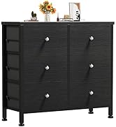 BOLUO Black Dresser for Bedroom 6 Drawer Dressers &amp; Chests of Drawers Small Fabric Dresser Storag...