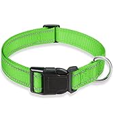 Reflective Dog Collar with Buckle Adjustable Safety Nylon Collars for Small Medium Large Dogs, Gr...