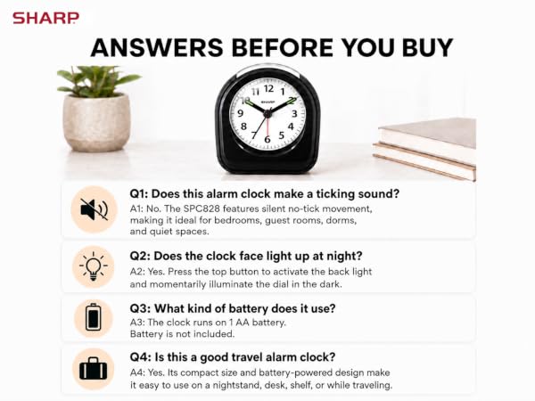 alarm clock small portable battery powered silent bedroom travel hotel bedside office kids room 