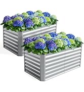 Anmiro 4X2X2ft (2 Pack) Galvanized Raised Garden Bed,Outdoor Planter Box Metal Patio Kit Planting...