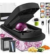 8 Blade All-in-1 Vegetable Chopper Mandoline Slicer with Container, Food Chopper, Onion Chopper, ...