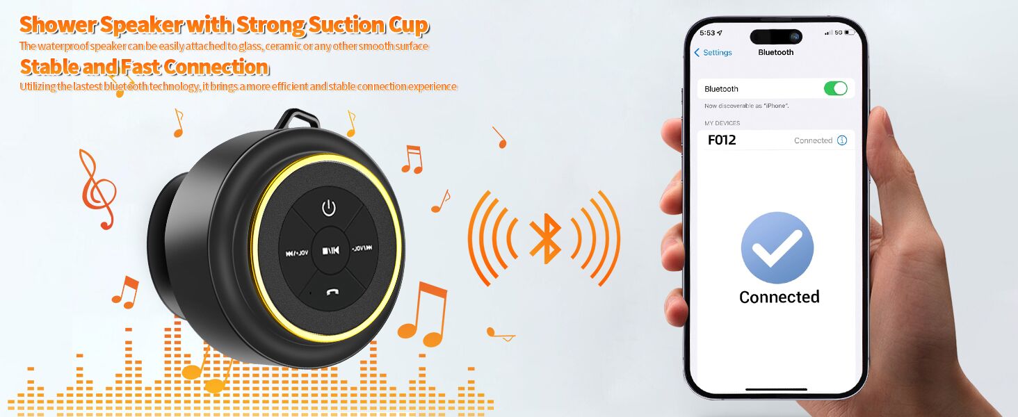 IP67 Waterproof Wireless Speaker with LED Light Certified IPX7 Waterproof Bluetooth Wireless Speaker