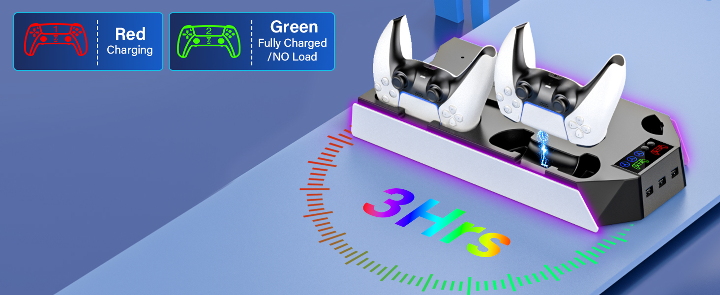 ps5 slim stand with cooling fan and controller charger 