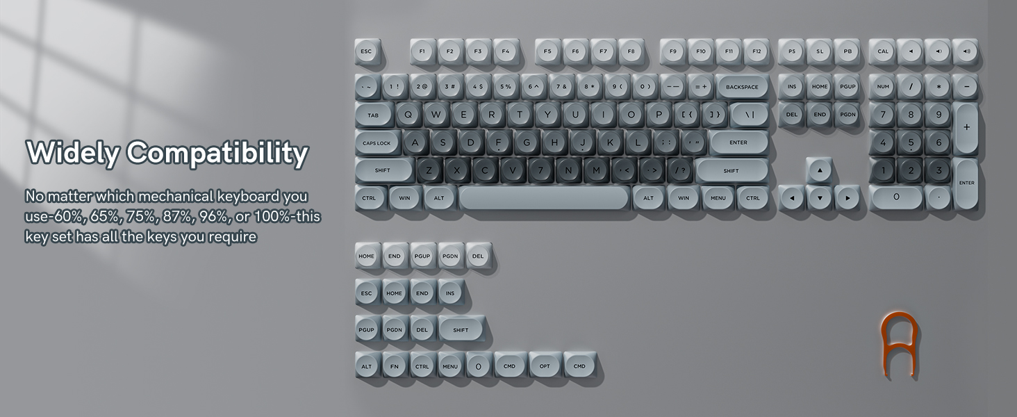 129 keys covering 61/68/75/84/87/98/100/104 layouts.