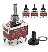 Joinfworld 4Pcs Momentary Toggle Switch 12V DC 30A DPDT (ON)-Off-(ON) 6 Pin 3 Position Heavy Duty...
