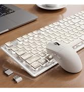 Wireless Keyboard and Mouse Combo, White Backlit, Rechargeable - White | Full Size, Soft Creamy T...