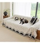 Yajue Boho Couch Cover for Dogs - Pet Proof Sofa Covers for 2 Cushion Couch, Non-Slip Chenille So...