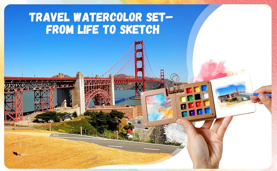 Travel watercolor set used for on-location sketching by artists during trips.