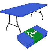 Smiry 3 Pack Rectangle Table Cloth, Elastic Fitted Flannel Backed Vinyl Tablecloths for 6ft Foldi...