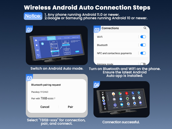 Wireless Android Auto Connection Steps