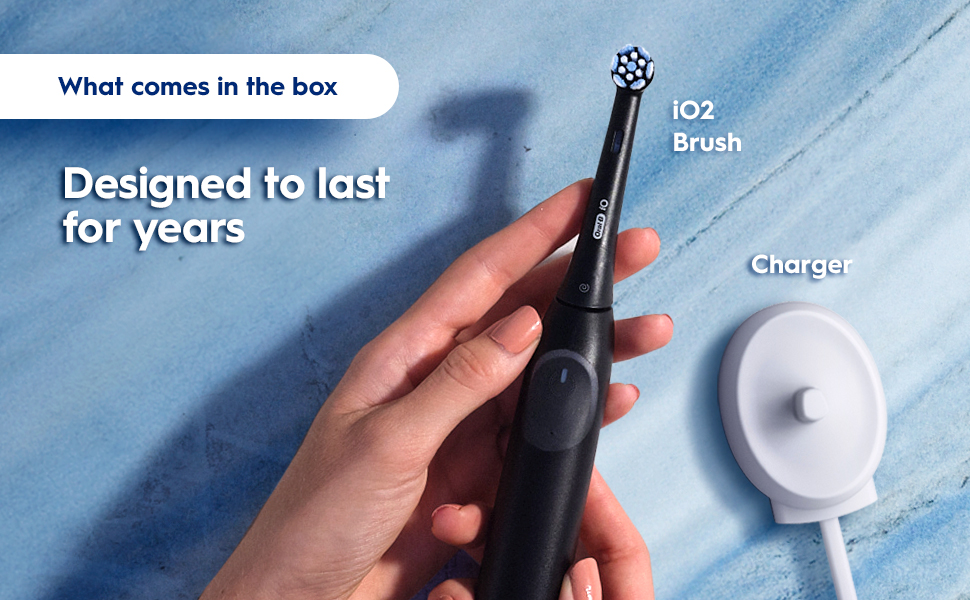 What comes in box: iO2 + Charger. iO series 2, designed to last for years