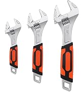 HORUSDY 3-piece Adjustable Wrench Set, 6-Inch 8-Inch &amp; 10-Inch, Metric &amp; SAE Scales, Extra-Wide J...