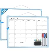 MaxGear Monthly Calendar Dry Erase Board for Wall, 16"x12" Small Hanging Double-Sided White Board...