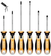 6-Piece Magnetic Screwdrivers Set, 3 Phillips and 3 Slotted Tips Professional Cushion Grip Screwd...