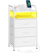 HOOBRO Nightstand with Charging Station, Bedside Table with 1 AC Outlet, 1 USB Port, and 1 Type-C...
