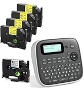 EazeID D210S Label Maker Machine with 5PK 12mm Yellow Tapes, Label Maker Waterproof-Labels, Kids ...