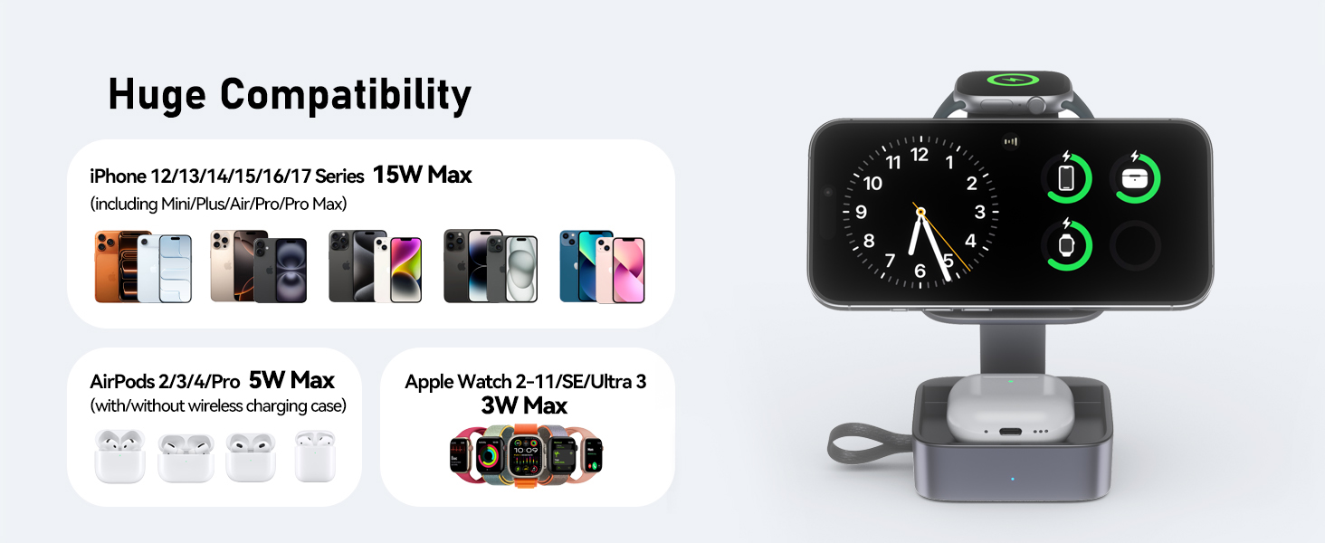 foldable 3 in 1 wireless charging station