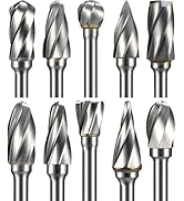 Sworker 10 Pcs Carbide Burr Set 1/8" Shank Compatible with Dremel Bits Aluminum Cut (Wide-Flute C...