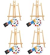 AROIC 48 PCS Professional Painting Set with Easels, 4 PCS Wood Easels, 4 Packs of 40 Brushes with...