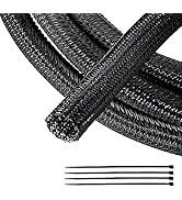 RED WOLF 1/4” x 10FT Cable Sleeves Cord Management Braided Wire Loom Sleeving Protector Wiring Ca...