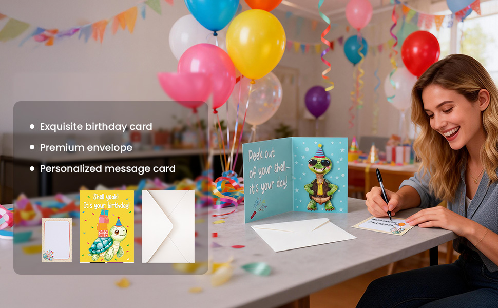 a woman writes a heartfelt birthday note