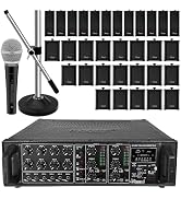 5 Core 4000W PA System Outdoor Indoor Commercial Industrial Grade Paging Kit w/ 32 Wall Speakers ...