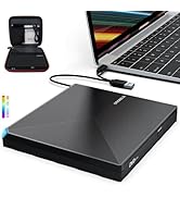 ORIGBELIE External CD DVD +/-RW Drive USB 3.0 USB C Portable CD/DVD Player Burner Reader Writer O...