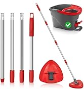 TidyBliss Spin Mop Replacement Handle, 4-Section 30" to 58" Mops Stick Pole Handle and Base for O...