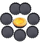 KUAYB 7PCS 4 Inch Mini Tart Pans Removable Bottom Non-stick Quiche Pans Reusable Fluted Edges Sma...