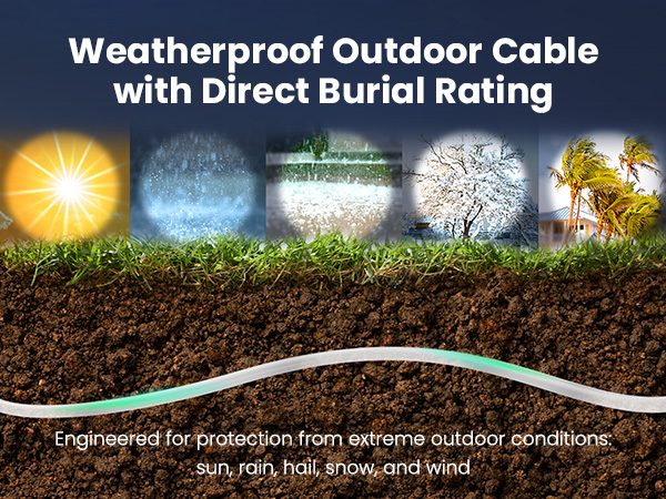 Weatherproof Outdoor Cable with Direct Burial Rating Engineered for protection from extreme outdoor
