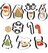 Christmas Cookie Cutters - 9 PCS Christmas Party Favors Decorations Kit Shaped in Santa Snowman C...