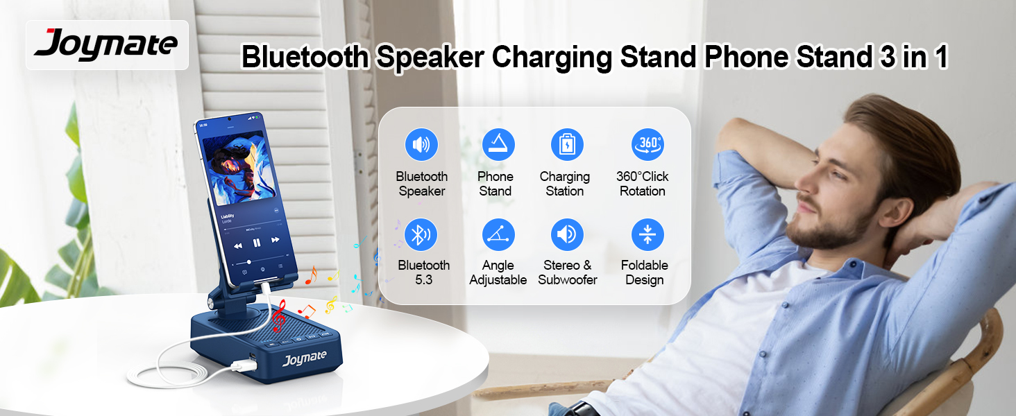 Phone stand with Bluetooth speaker