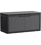 Devoko 100 Gallon Waterproof Large Resin Deck Box Indoor Outdoor Lockable Storage Container for P...